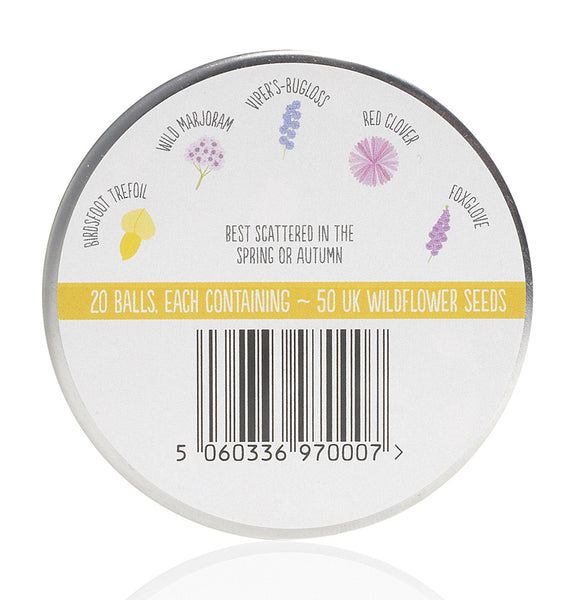 Seedballs - Bee Mix Tin - Contains 20 Seed Balls - Best Scattered in Spring or Autumn